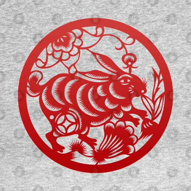 Chinese Zodiac Rabbit in Red by Takeda_Art